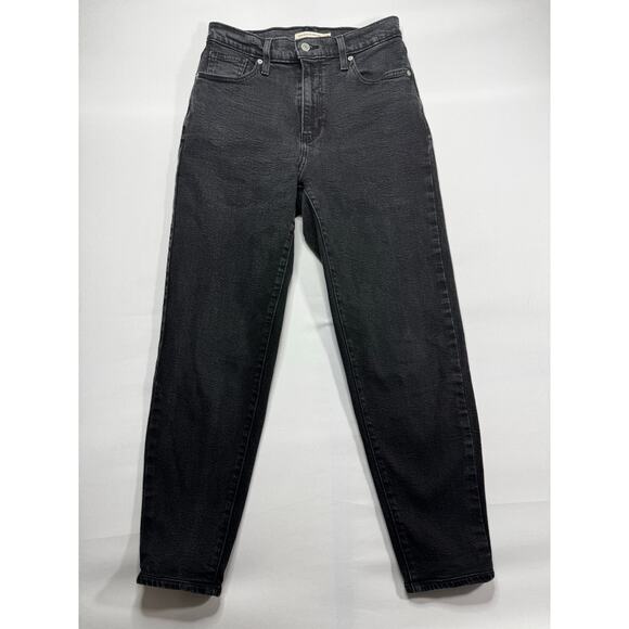 Levi's Women's Black Denim High Waisted Mom Jeans - Size 28x26 - Picture 1 of 6